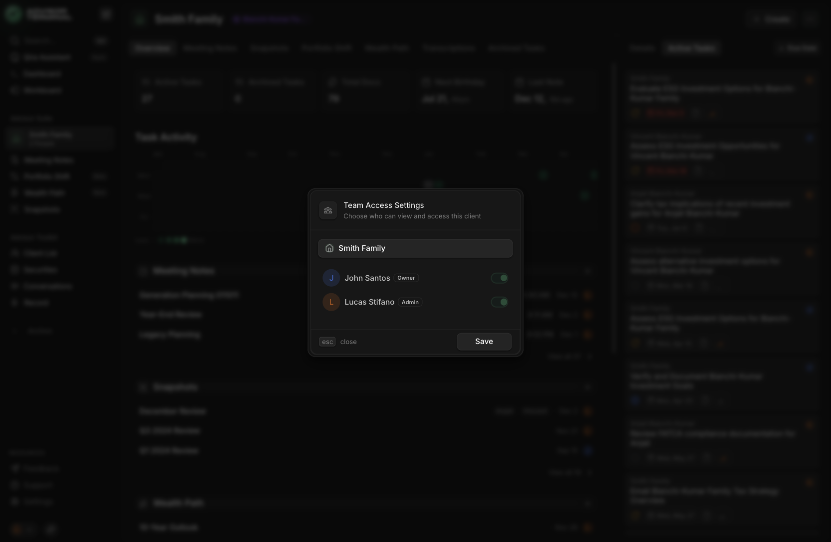 Manage Access modal